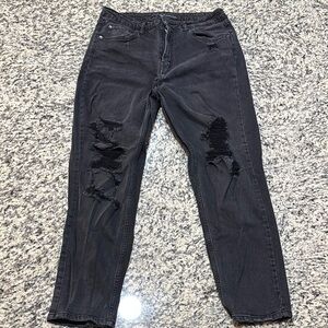 Wild Fable Black Boyfriend Jeans with Distressed Details
